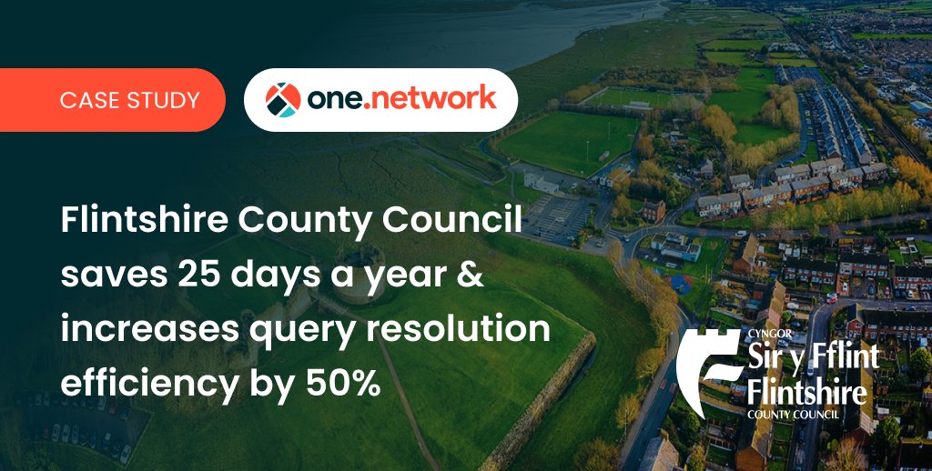 onenetworkHQ's tweet photo. Thanks to https://t.co/X40YDhdVhj, @FlintshireCC is setting a new standard for #efficiency in #TTRO management, saving 25 days per year processing #trafficorders & accelerating historic #streetworks investigations by 50%! Read the full story here: https://t.co/WksNKccjem https://t.co/b99bOwL10O