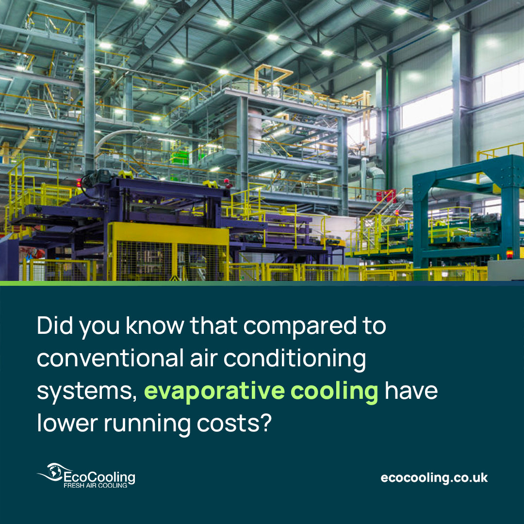 Compared to conventional AC, EcoCooling systems offer 60% lower capital costs and running costs as low as 10% of the norm.

Learn more: ecocooling.co.uk/applications/w…  #EcoCooling #WarehouseCooling #FactoryCooling #EnergyEfficiency #EvaporativeCooling