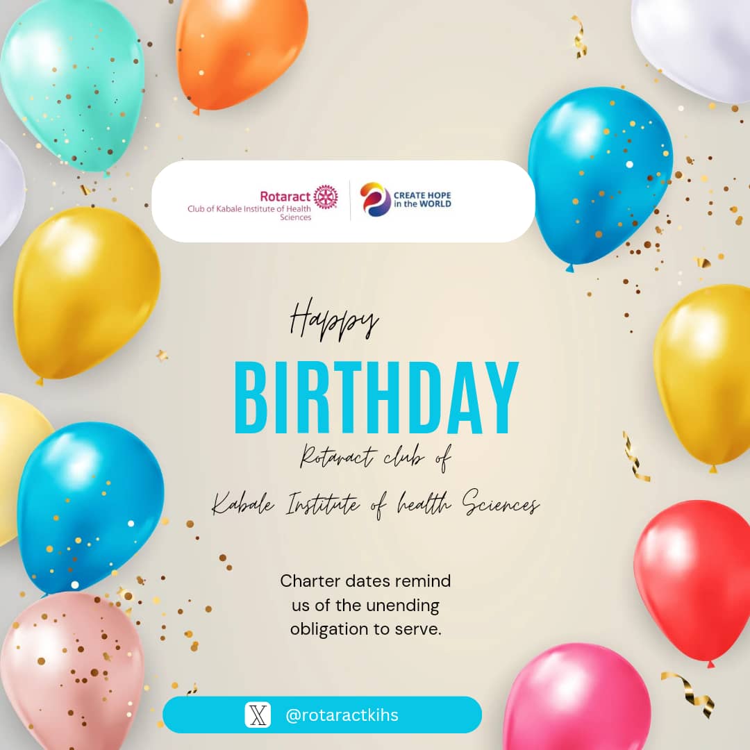 Rotaract club:Kabale institute of health sciences (@rotaractkihs) on Twitter photo ✨✨✨✨What a joyful day this was on 3rd October 2016!!!!!
When we were officially chartered by <a href="/Rotary/">Rotary International</a> It's 7 years down the road of 💫💫 serving above self, imagination and now #creatinghopeintheworld
Happy birthday to us 🎁🎁🎂💐
#Theauthority
From PR team ✨✨✨✨What a joyful day this was on 3rd October 2016!!!!!
When we were officially chartered by <a href="/Rotary/">Rotary International</a> It's 7 years down the road of 💫💫 serving above self, imagination and now #creatinghopeintheworld
Happy birthday to us 🎁🎁🎂💐
#Theauthority
From PR team