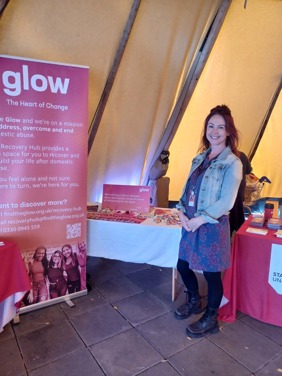 We're at Staffs Uni today at their Report and Support event. If you're out and about pop in and say hello - you'll find us in the tepee 🛖 #StaffsWelcome #yourvoicewillbeheard #findtheglow #RecoveryHub #EndDomesticAbuse