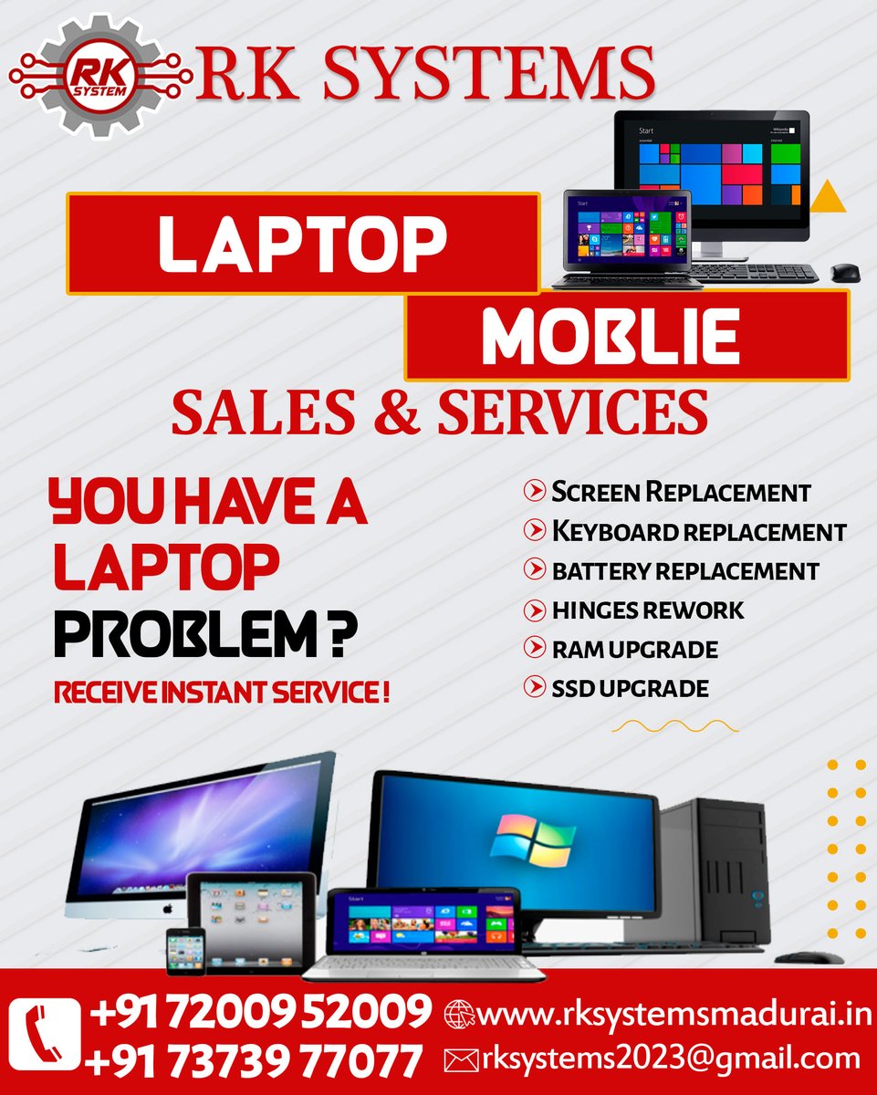 rksoftindia's tweet photo. Get the best Website Design and make your business online next level with affordable price.  Laptop &amp; Mobile Service 👉Screen Replacement 📷Keyboard Replacement 📷Hinges Rework 📷RAM Upgrade 📷 72009 52009   #newsportal#madurai https://t.co/p6PvUNbQ3K