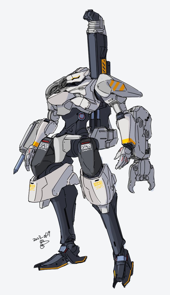 1girl solo yellow eyes open hands dated mecha musume weapon  illustration images