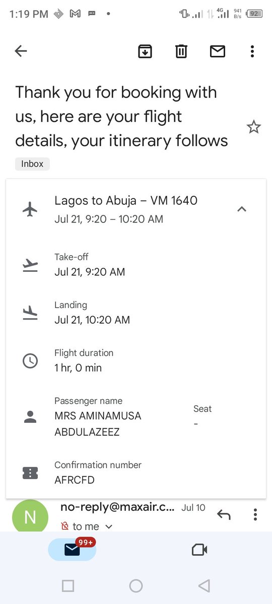 ameenasb's tweet photo. Here are the tickets sent to my mail after my the money was deducted from my account. @MaxAirLtd please look into it carefully bc am already angry with you guys. The screenshot attached; https://t.co/YzWUVy5DNh