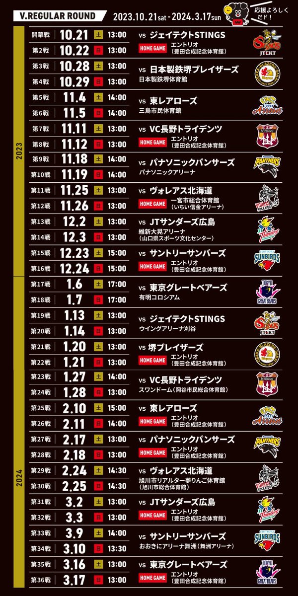 Wolfdogs_NAGOYA's tweet photo. ／
2023-24シーズン
開幕戦まであと18日⭐️
＼

改めて、 #ウルフドッグス名古屋 の2023-24シーズン全試合日程とホームゲーム日程を待ち受けサイズにしてウルドファミリーのみなさんにプレゼント🎁
みんなでウルフドッグスに熱い声援を送ろう💪🔥🔥🔥

GO!!WOLFDOGS!! https://t.co/IsViMD1xlD