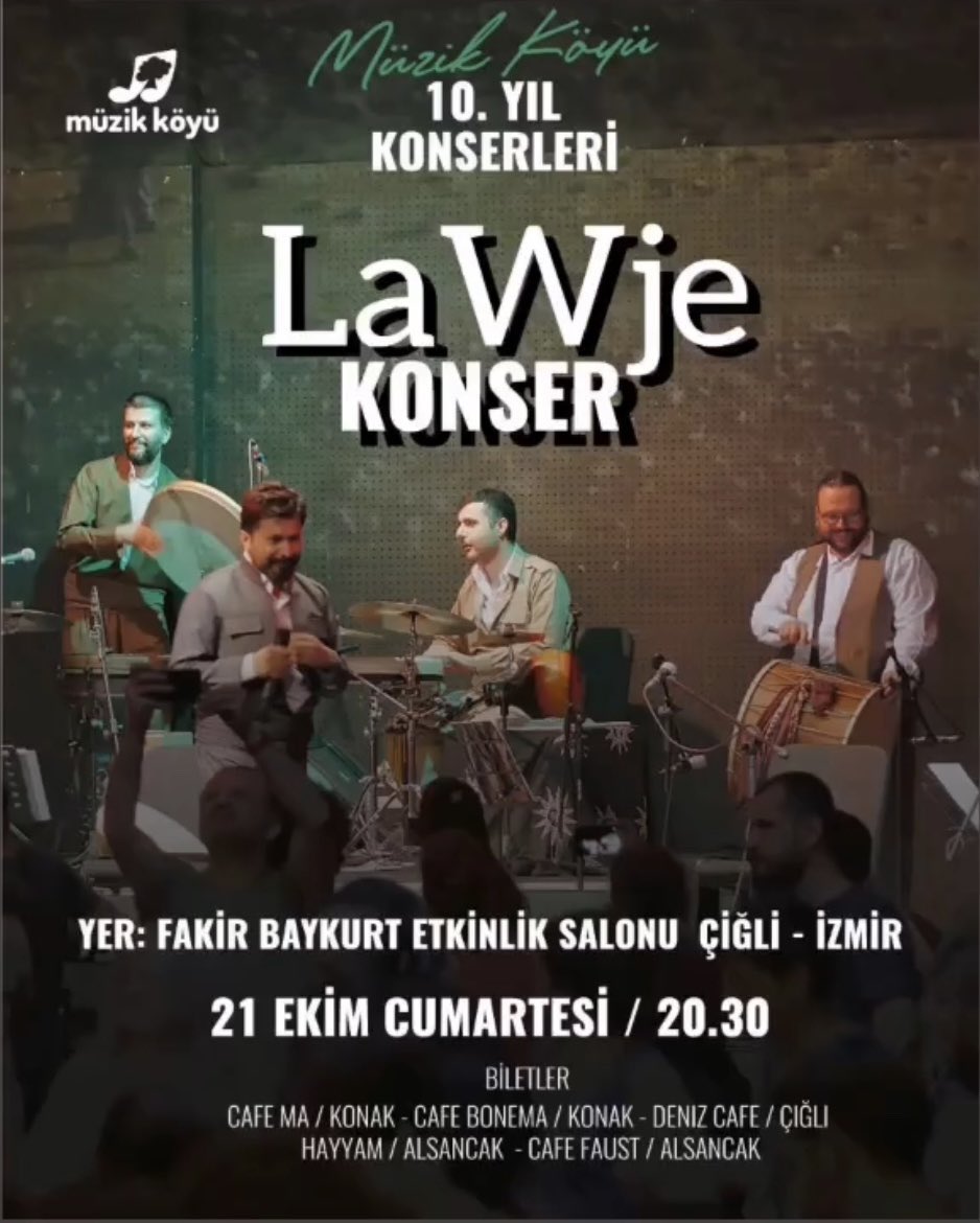 21 Ekim’de İzmirdeyiz, görüşmek, buluşmak dileğiyle🍀
#lawje
#konser