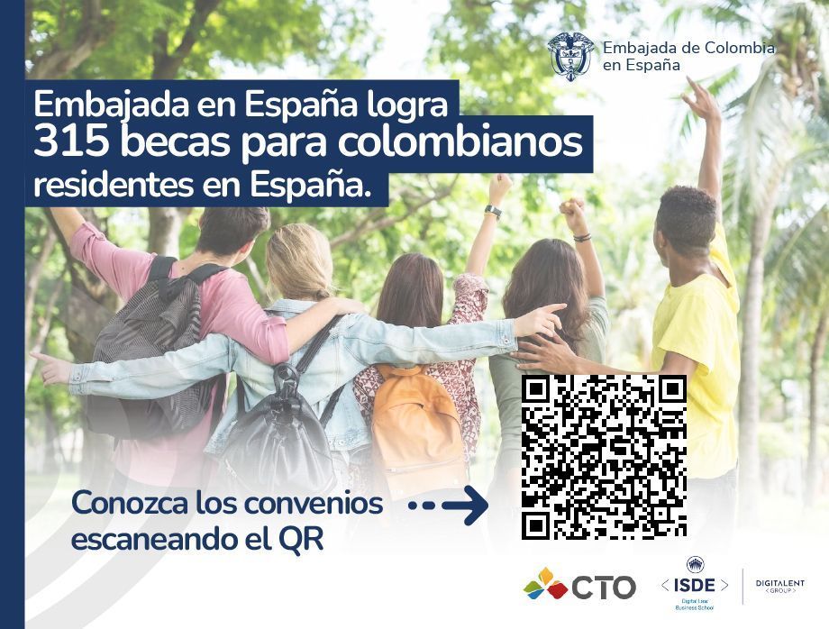 Les compartimos el acuerdo que ha realizado nuestra <a href="/EmbajadaColEsp/">Embajada de Colombia en España</a> junto con <a href="/isdeuniversity/">ISDE Law Business School</a> y <a href="/CTOMedicinaES/">CTO Medicina</a> para los colombianos residentes en España. Más información en el QR de esta imagen.