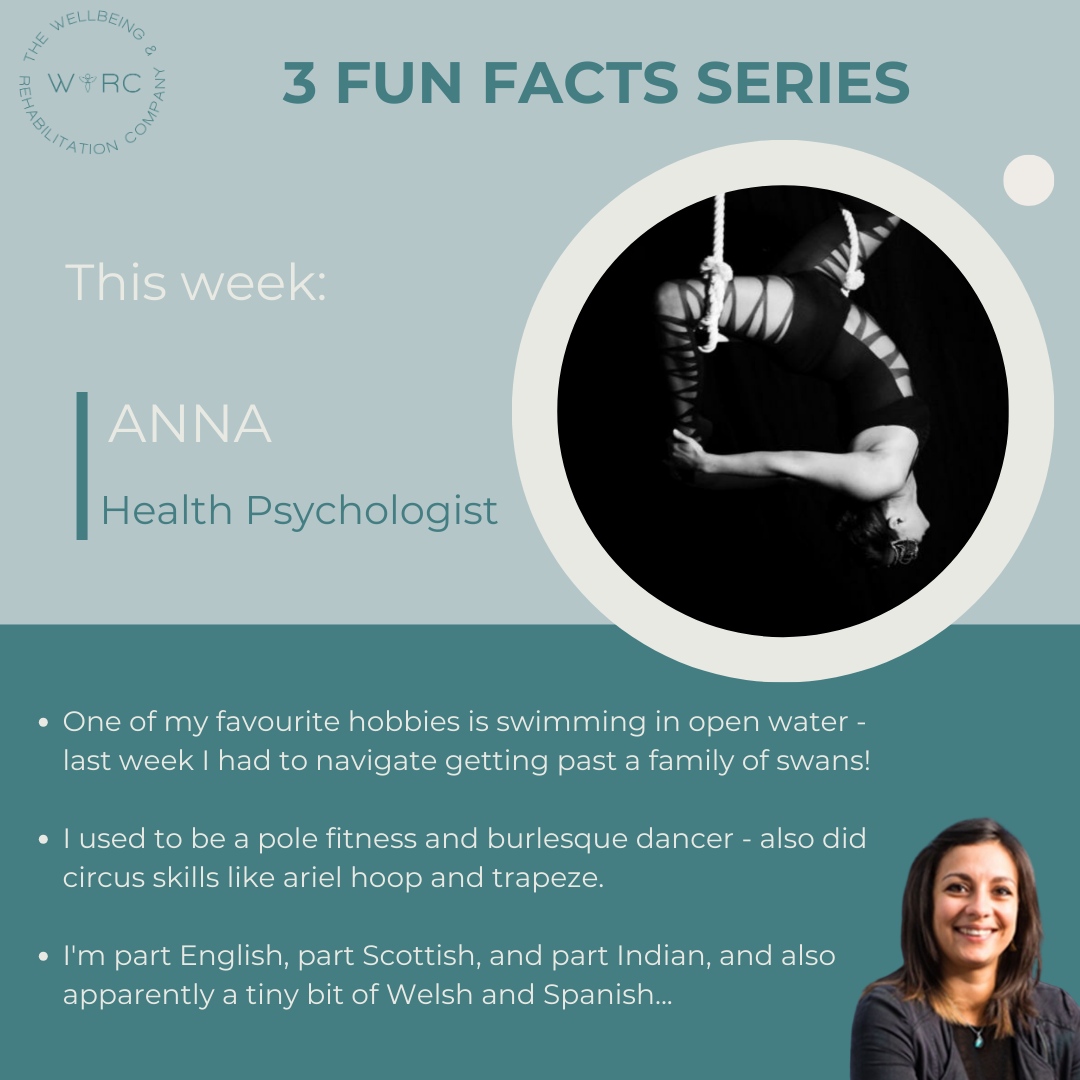 This week we are sharing 3 fun facts about our Health Psychologist Anna. 

If you feel like you need some support in your health and fitness journey please feel free to get in touch today.