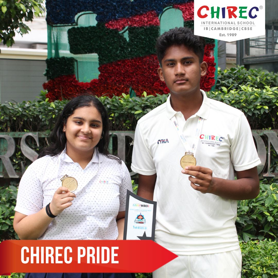 At the #WorldRoboticsOlympiad finals in #NewDelhi, Charvi from Grade 11 & SriTejas from Stage 10 won gold medals, continuing their winning streak after regionals in Hyderabad and gearing up for internationals in Panama!
CHIRECPride #WRO2023 #NationalCompetition #Robotics