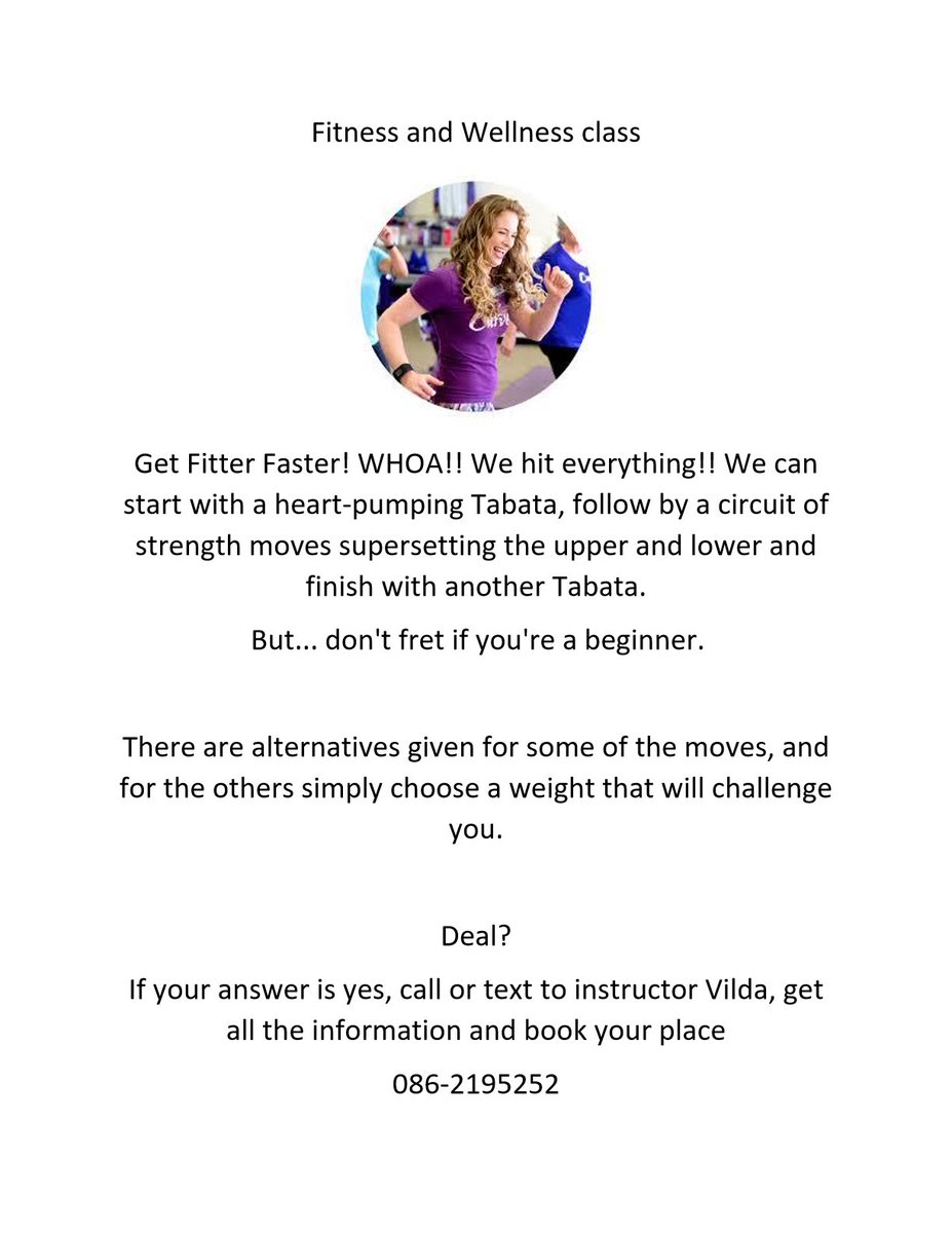 Carrigaline Community Complex; Tuesday's 6.45pm-7.45pm