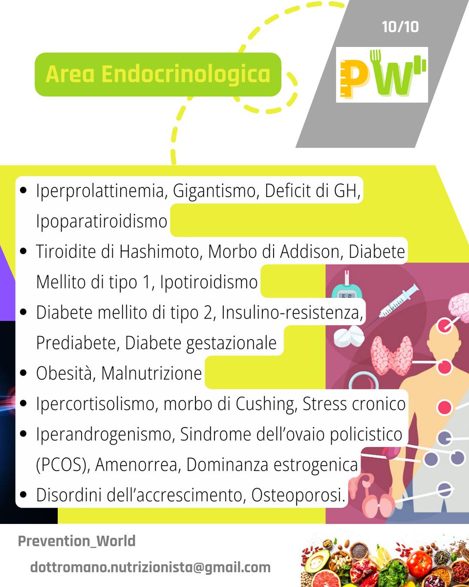 Molte condizioni possono beneficiare di un corretto #interventonutrizionale. In questo post ti descrivo quali sono le 🩹 #𝐏𝐀𝐓𝐎𝐋𝐎𝐆𝐈𝐄 di cui quotidianamente mi occupo nel mio studio per ogni 🩺#areaspecialistica.
(PARTE 2)
Ti aspetto nel #PW