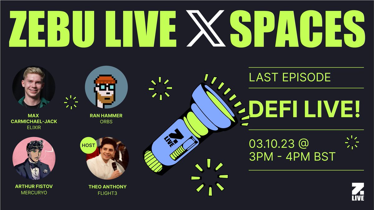 Zebu_live's tweet photo. Don't miss out on our FINAL space in this series🙌

Join us today for a deep dive into DeFi😍

Hosted by the one and only @_theoanthony  

Featuring incredible insights from👇
🎙️@psyopsmaxi
🎙️@thehammer 
🎙️@soultaker_eth 

⏰3PM BST https://t.co/KpgLBIXymd