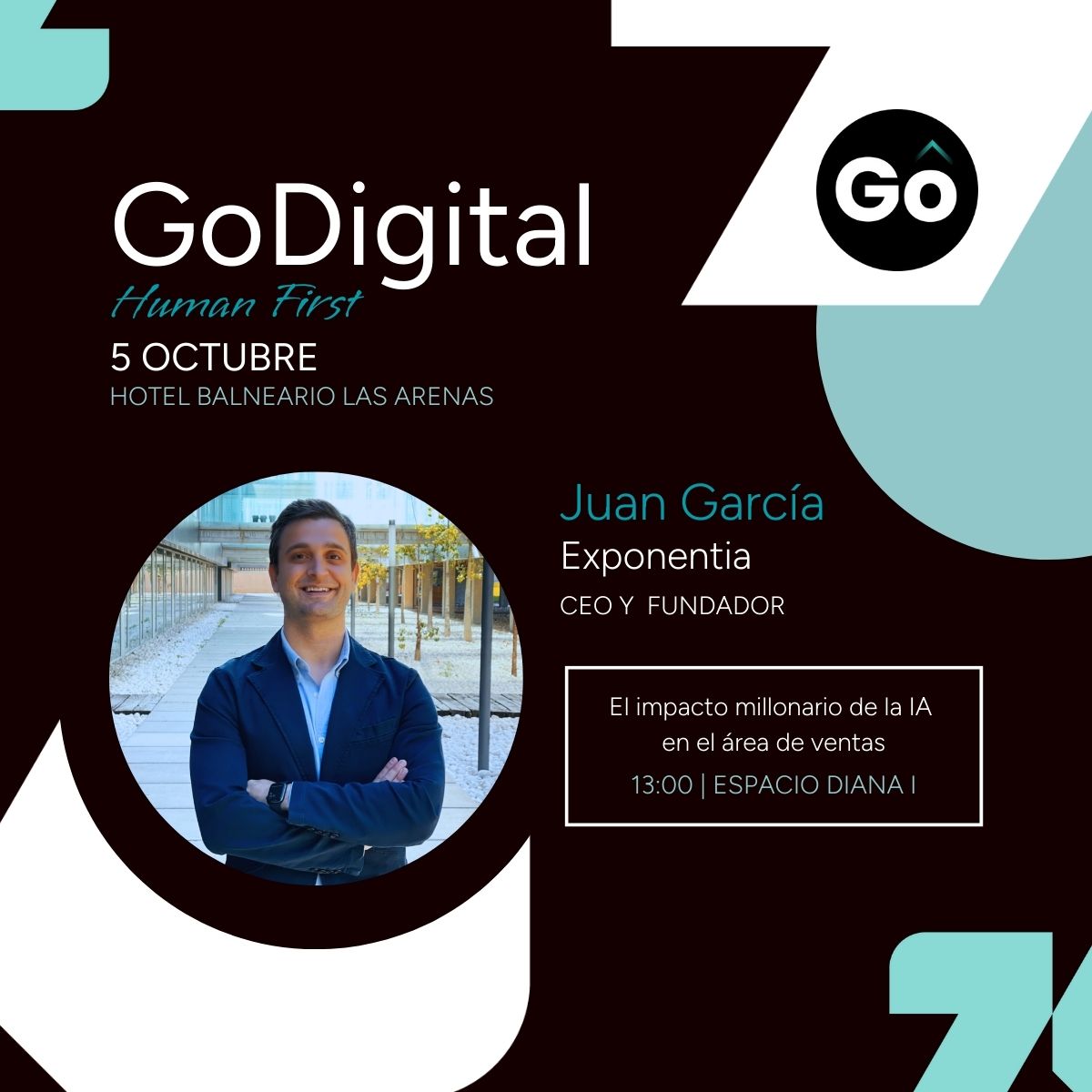 Este jueves a las 13H en Las Arenas: Juan García, CEO de Exponentia, participará en el #GoDigital, el evento de tecnología organizado por #TIC de Cámara Valencia.

Su intervención tratará el impacto millonario de la Inteligencia Artificial en el área de ventas.

¡Os esperamos!🤗