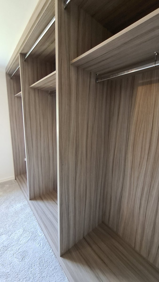 Big deep walkin finished up . Curtains I stead of doors on this one