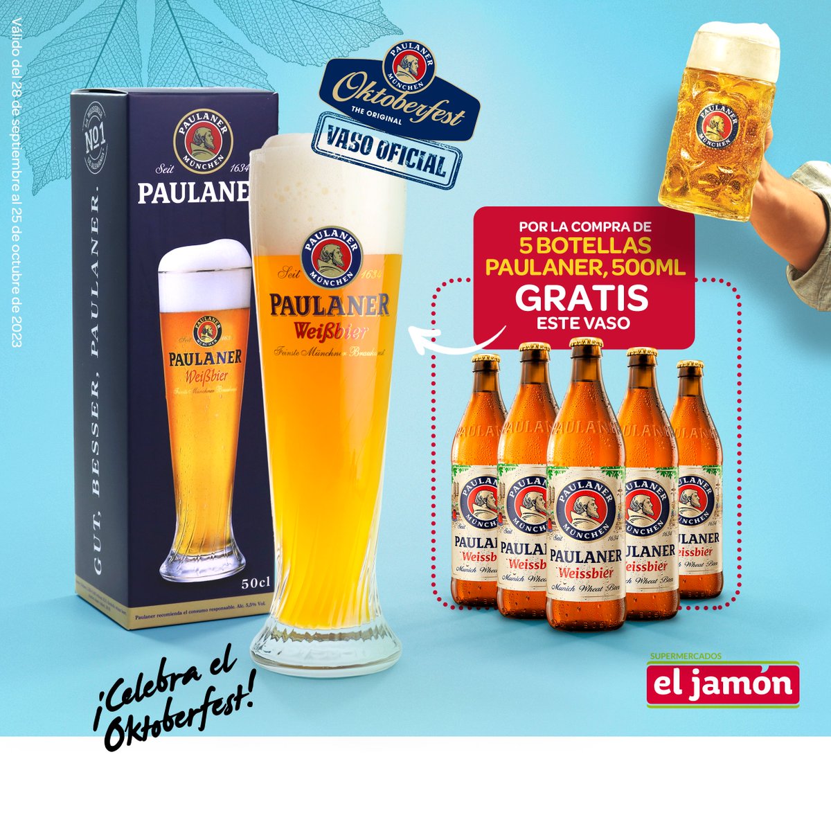 super_ElJamon's tweet photo. 🍻 ¡Ya estamos en Octubre y por tanto en Oktoberfest! 🍻 Llévate este vaso de regalo por la compra de 5 botellas Paulaner y brinda de la forma más auténtica 🤪 Prost! 👏
#Octoberfest #Paulaner #Cerveza #gratis @paulaner #ElJamon #supermercadoseljamon #supermercado #supermarket https://t.co/eGp7Ea6IvJ
