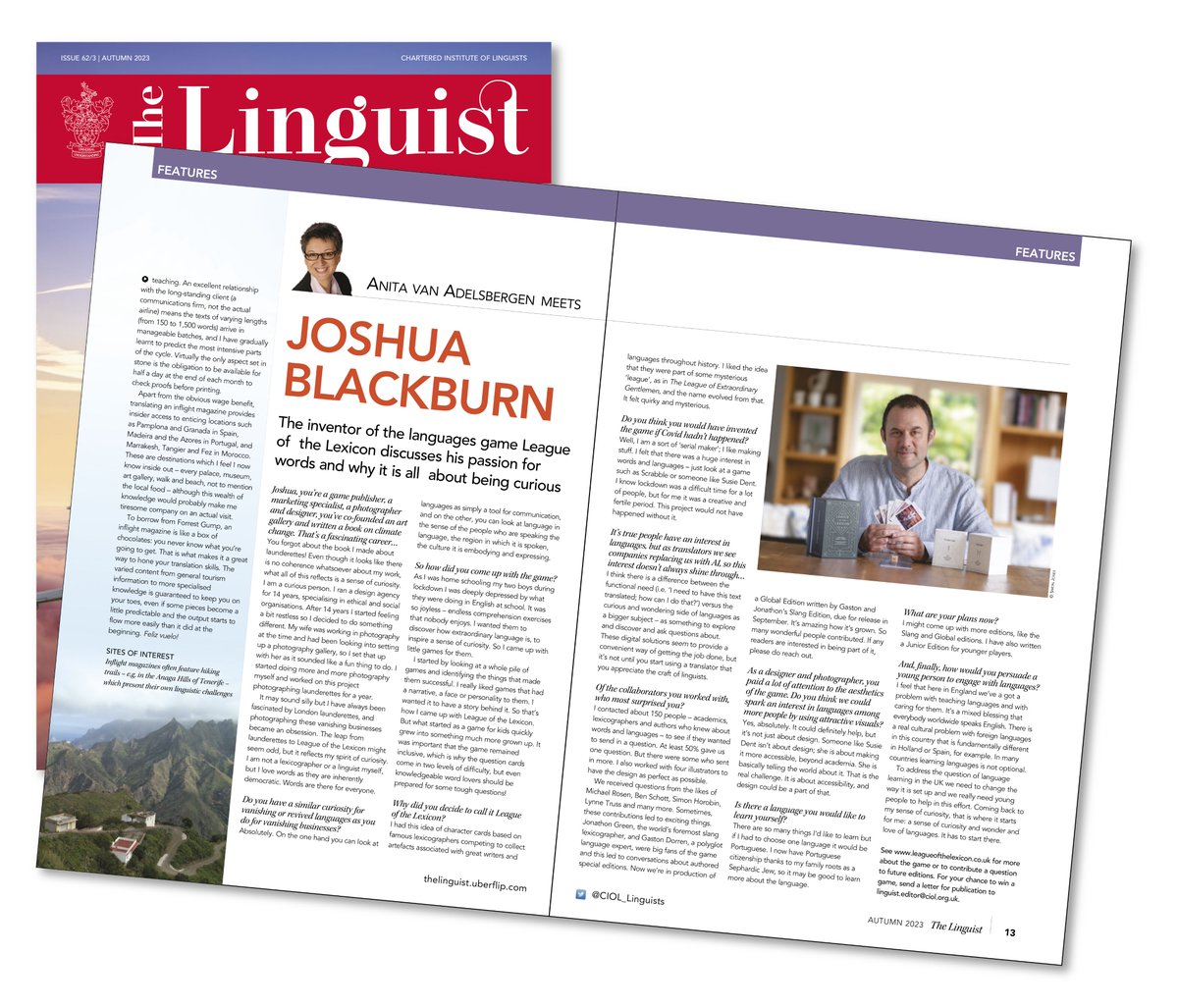 A lovely feature about League of the Lexicon in the autumn issue of The Linguist. Thank you #AnitavanAdelsbergen <a href="/johnworne/">John Worne</a> <a href="/CIOL_Linguists/">Chartered Institute of Linguists</a>