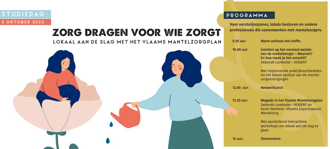 Samen met 130 andere deelnemers (waaronder heel wat medewerkers vanuit zorgraden, medewerkers vanuit ziekenhuizen, lokale besturen, woonzorgcentra,..) zijn we vandaag aanwezig op de studiedag zorg dragen voor wie zorgt - lokaal aan de slag met het Vlaams Mantelzorplan