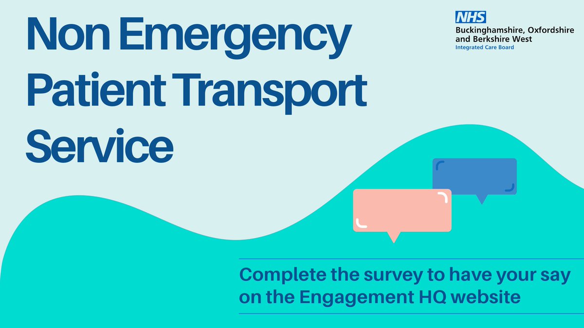 We’re reviewing non-emergency patient transport services in Buckinghamshire, Oxfordshire and Berkshire West. If you use the service or care for someone who does, please share your thoughts in our survey: ow.ly/EcXF50PSkOw