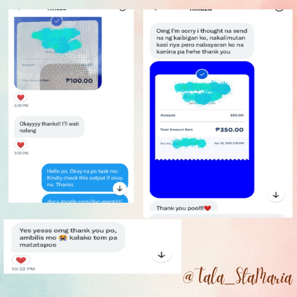 Tala_StaMaria's tweet photo. Proof of Feedback and  Transactions 💕

Thank you so much for trusting me🫶

I'm still open for academic commissions, kindly dm me po 💌

Lf client📚      Lf Commissioner✍️ https://t.co/VI1RFZ7vMe