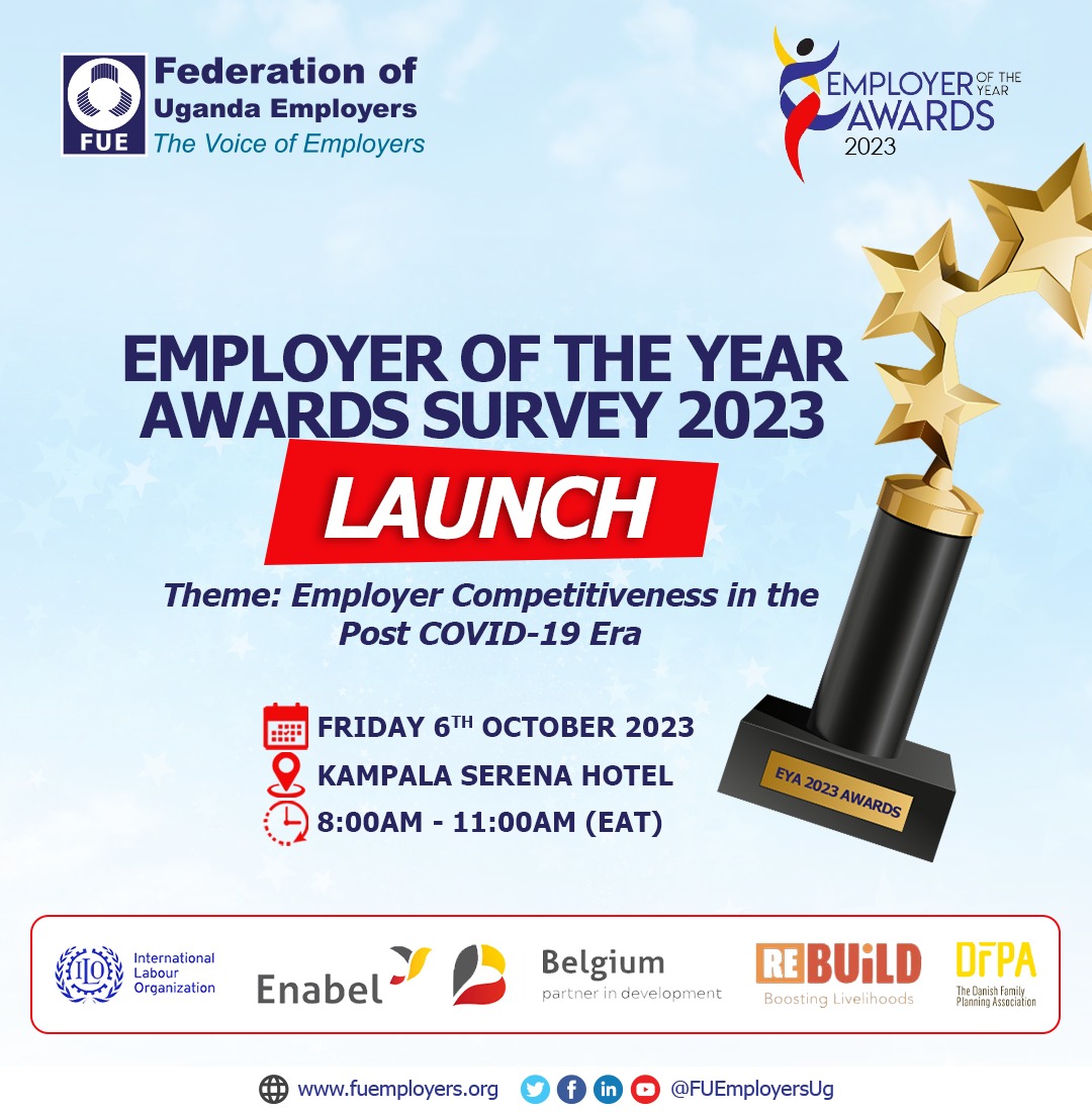 Joining forces with <a href="/FUEmployersUg/">FUE</a>, 🇧🇪 &amp; other partners to recognise employers prioritising the well-being of their staff.

A conducive working environment is essential for increased productivity &amp; employer competitiveness. 

#EnablingChange #EYA2023 <a href="/Mglsd_UG/">Ministry of Gender, Labour and Social Development</a>