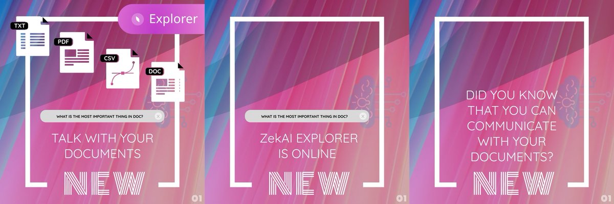 Zekai_co's tweet photo. You can now use ZekAI to train it with your document and have it generate answers to questions about the document’s content.
.
#AI #Technology #FutureTech #MachineLearning #artificialintelligence #Yapayzeka #zekaico #explorer #kasif #chatbot #chatgpt4 https://t.co/DMdSrvLwmC