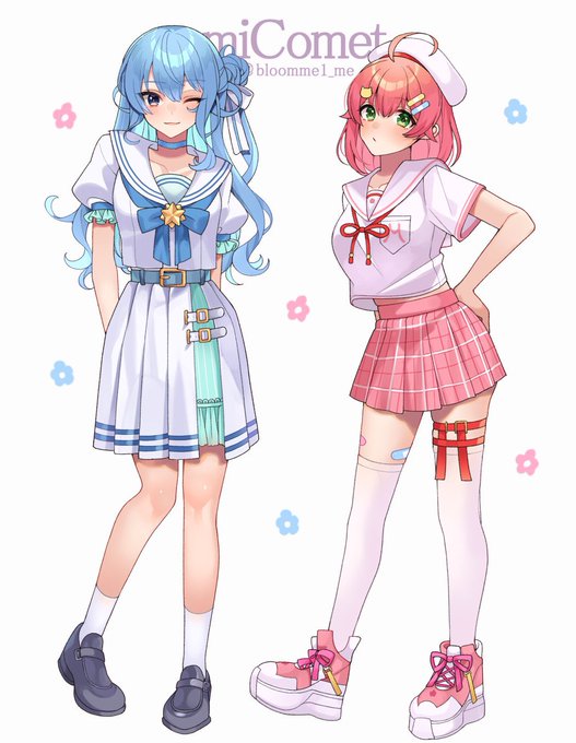 「blue hair thigh strap」 illustration images(Latest)｜5pages