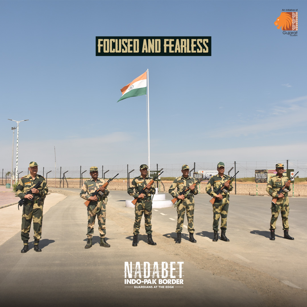 VisitNadabet's tweet image. In the vastness of the frontier, the unwavering stance of our Jawans radiates courage and commitment, their strength is our shield and they stand Focused and Fearless at the border.

#focusedandfearless #borderview #borderline #Jawans #visitnadabet #gujarattourism #exploregujarat