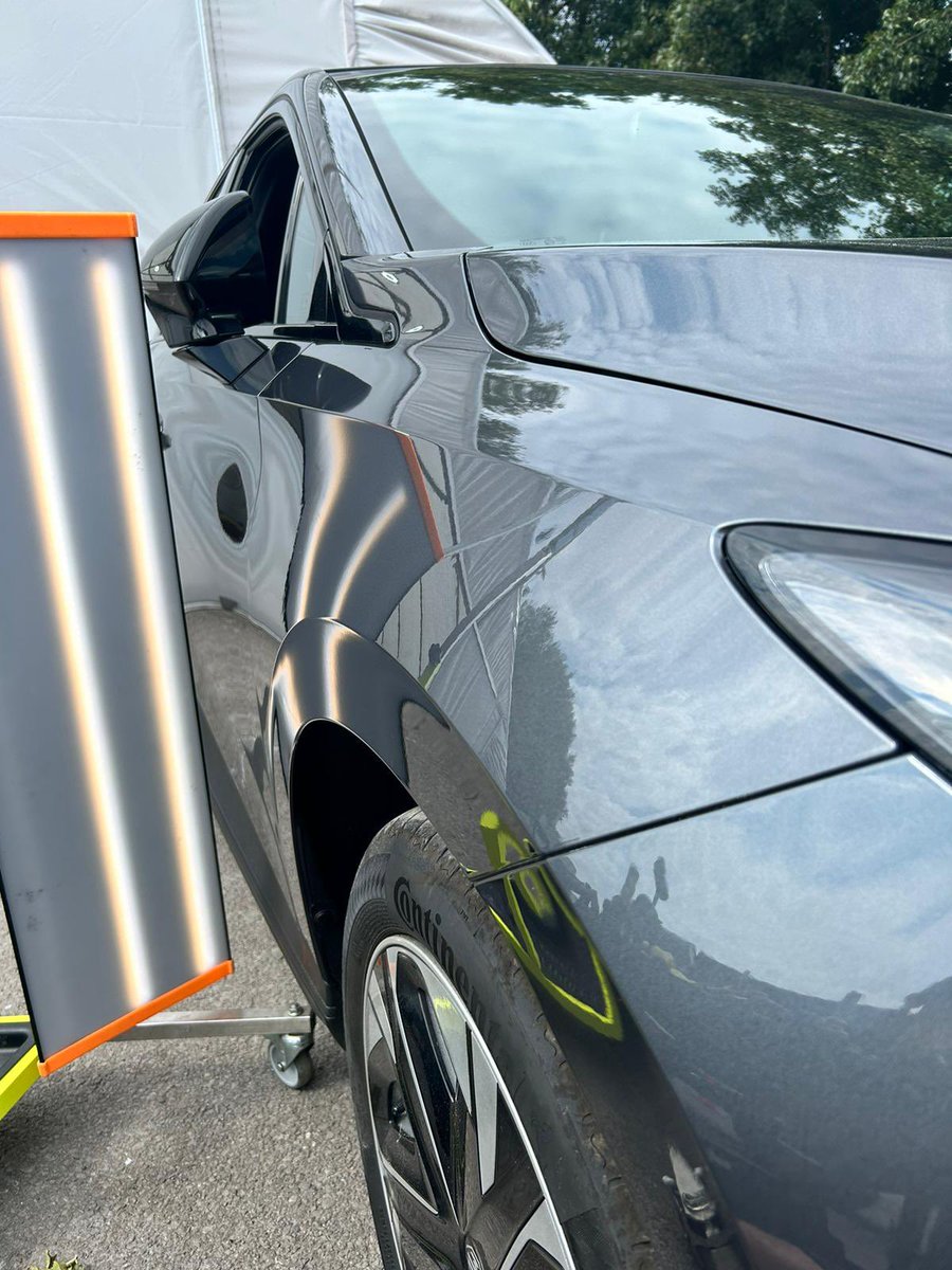Nasty wing dent repaired with our paintless dent removal service carried out whilst you wait. 

#pdr #paintlessdentrepair #paintlessdentremoval #kecodentrepair