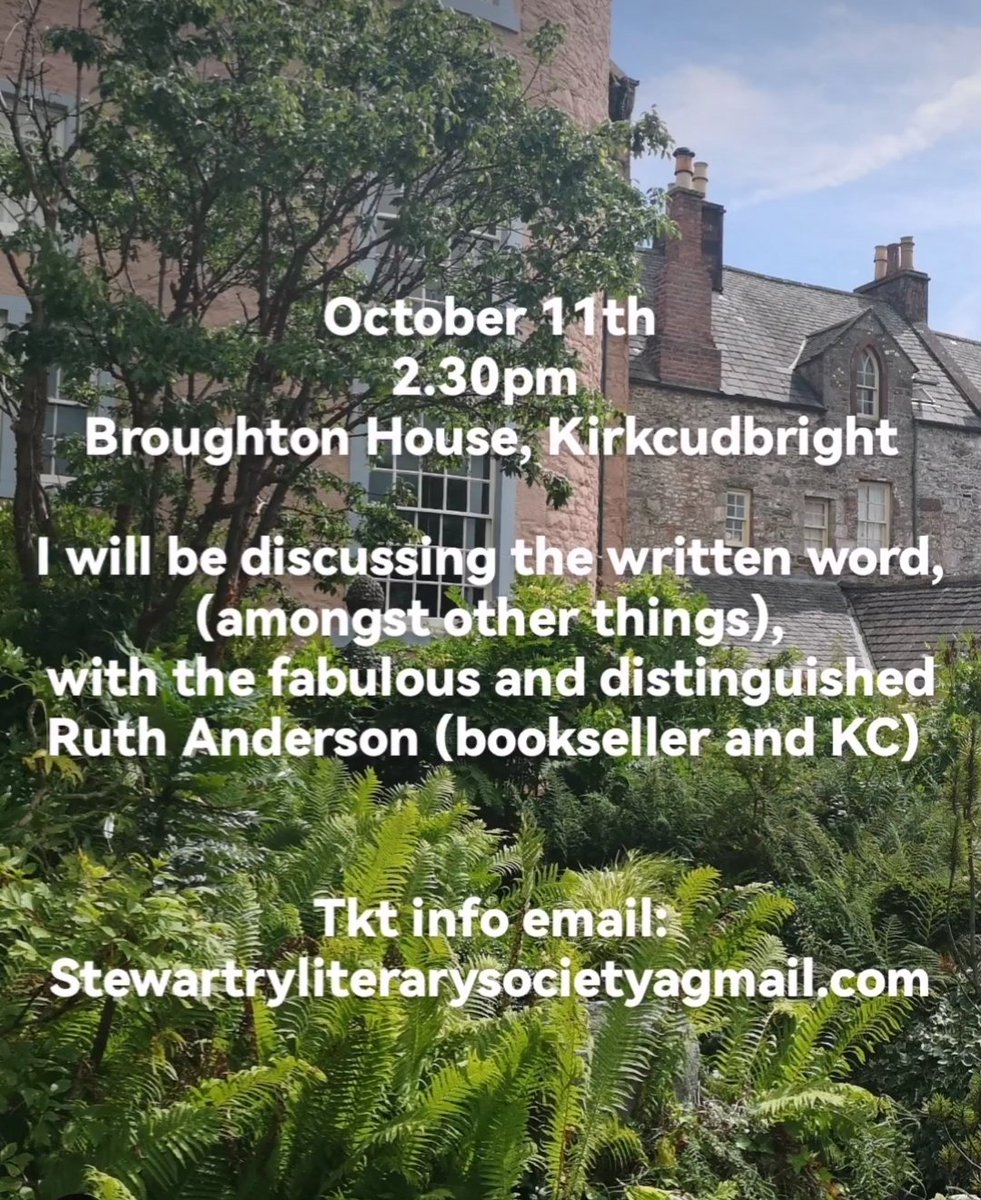 Date for your DIARY!
October 11th, #Kirkcudbright at the FABULOUS Broughton House. See you there x
#Scotland
#DevorgillaDays