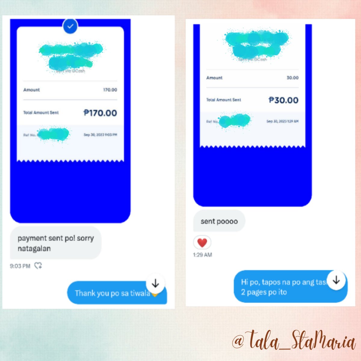 Tala_StaMaria's tweet photo. Proof of Feedback and  Transactions 💕

Thank you so much for trusting me🫶

I'm still open for academic commissions, kindly dm me po 💌

Lf client📚      Lf Commissioner✍️

~Magpacomms na po kayo🌱❤️ https://t.co/NS0hanD4BA