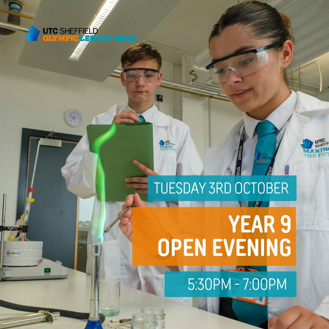 📢 It’s our open evening tonight!

Join us from 5:30pm to find out all about we have to offer for students joining us in Y9. 

We have a record number of bookings, so we’re expecting it to be a busy one!

Register now: utcsheffield.org.uk/olp/events/