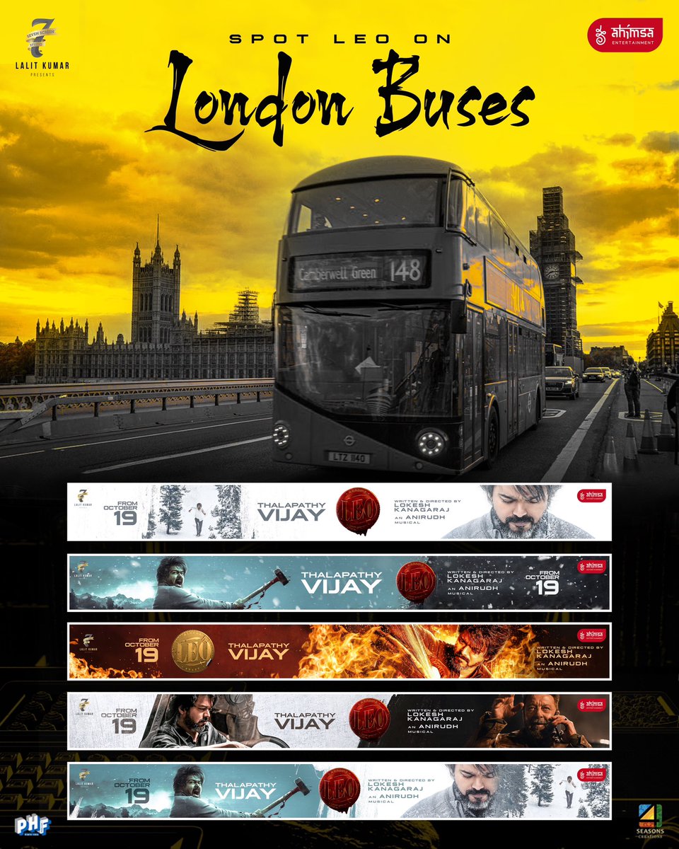 Spot Leo on 
#LeoTrailerFromOct5 #Londonbuses
#LeoFromOctober19
#LeoDas #LeoTrailer @actorvijay