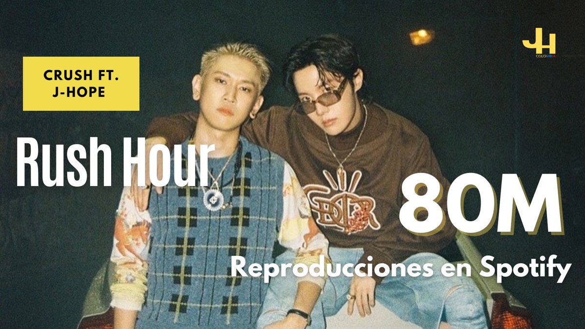 ColombiaJhope's tweet photo. ‘Rush Hour’ (ft. j-hope) de Crush superó las 80M de reproducciones en Spotify 🔥
🖇 https://t.co/GJSu7s9ZRz
#1YearWithRushHour
#jhope #RushHourftjhope https://t.co/7bzloMju6m