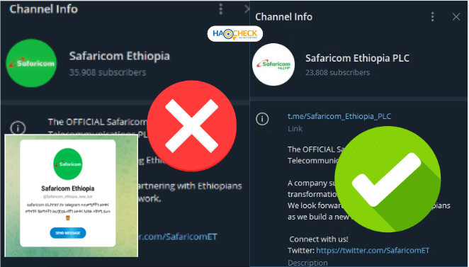HaqCheck's tweet photo. #ALERT🚨 Beware of the circulating Telegram bot claiming to be @SafaricomET offering a 3k birr cash prize! 🔍HaqCheck confirms it's NOT affiliated with Safaricom Ethiopia. The official account mentioned on their website has 22k+ followers.
#SCAM #FakeAccount #haqcheck #Ethiopia https://t.co/U7qBv6yIyO