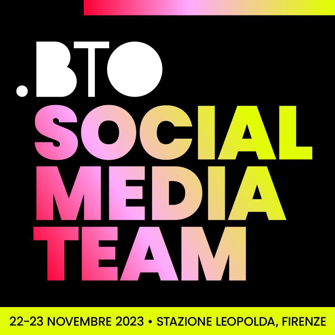 💥 Pronti a raccontare #BTO2023?
Eccoci con l’atteso lancio della Call per il Social Media Team di BTO!

⏳ Avete tempo fino al 17 ottobre per presentare la vostra candidatura.

👉 Qui l'approfondimento e i link per candidarsi bto.travel/call-for-socia…