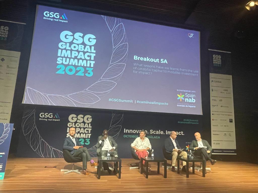 #GSGSummit What lessons have we learnt from the use of catalytic capital to mobilise investment? ✅ @agustinvitorica @GAWACapital ✅ Edward Isingoma @PearlCa_pital ✅ Fernando Jiménez-Ontiveros @AECID_es ✅ Yvonne Bakkum, Netherlands NAB ✅ @HarveyKoh Catalytic Capital Consortium
