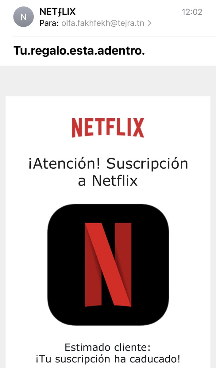 yo_mimmo's tweet photo. @NetflixES … será real vuestro correo?? (Ironic mode on)😂😂😂 #phishing https://t.co/KZ5GEeohA5