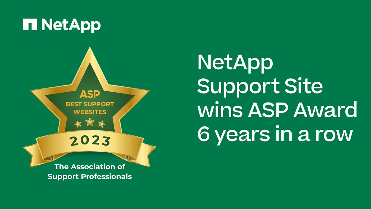 NetAppAssist's tweet photo. Six Times the Charm !! NetApp Support Site has demonstrated a virtue of delivering impeccable Customer Experience, year after year !
NetApp Support Site is the ASP Best Support Website 2023
#6thtime #aspaward #bestsupportwebsite #Professional @NetApp https://t.co/7E1oiIXst2