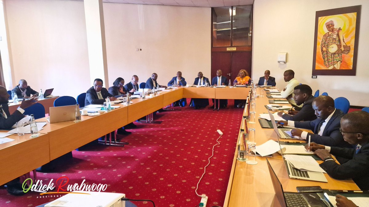 OdrekRwabwogo's tweet photo. Inter ministerial meeting chaired by Gen Katumba Wamala and coordinated by PACIED to drive the largest investment in e-mobility in the country. M-Auto who will be rolling out 150,000 e-bikes is solving the problem of riding range, charging stations, power grid for supply of electricity, and technology to track bike usage. 
The state minister for Kampala, Kabuye Kyofatogabye, finance state minister Musasizi, and officials of the Attorney General’s office, KCCA, Ministry of Science and Tech attended. The project will roll out early next year. #PACEID