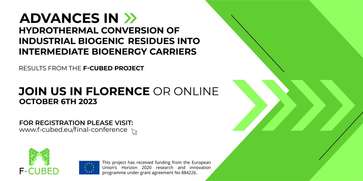 F-CUBED_H2020 (@f_cubed_h2020) on Twitter photo The F-CUBED Final Conference
📅 Oct 6th, 2023
🌍 Hotel Mediterraneo, Florence & online.
Register here 👉f-cubed.eu/final-conferen…
Session 4 - Treatment Of Olive Sector Waste Residues
Presentations from <a href="/OLEAF4VALUE/">OLEAF4VALUE</a> <a href="/LCompolive/">LifeCompolive</a> & <a href="/gaiatechxyz/">Gaia Tech</a> The F-CUBED Final Conference
📅 Oct 6th, 2023
🌍 Hotel Mediterraneo, Florence & online.
Register here 👉f-cubed.eu/final-conferen…
Session 4 - Treatment Of Olive Sector Waste Residues
Presentations from <a href="/OLEAF4VALUE/">OLEAF4VALUE</a> <a href="/LCompolive/">LifeCompolive</a> & <a href="/gaiatechxyz/">Gaia Tech</a>