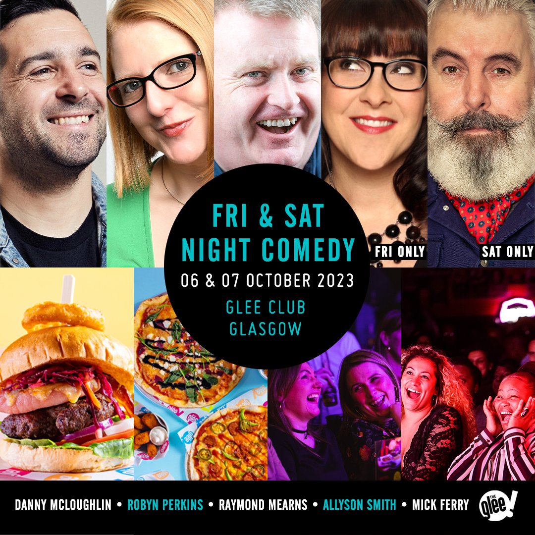 What a line-up we have in store for you this weekend! 🙌 Treat yourself to a rib-tickling evening, featuring the hilarious @dannymccomedy, @robynHperkins, @RaymondMearns, @allysonjsmith (Fri only) & @MickFerry (Sat only) 😂 Book your tickets now 👉 bit.ly/GlasgowWeekend…