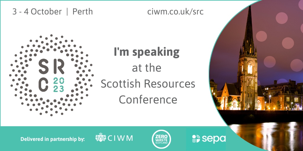 Albion Environmental Director, Alasdair Meldrum will be a guest speaker at the Scottish Resources Conference at Perth Concert Hall🗣️

Alasdair's talk will commence today at 13.40-14.40

Book a ticket to this event by clicking the link bit.ly/3OPzeu5📲

#SRC23 #CIWM <a href="/CIWM/">CIWM</a>