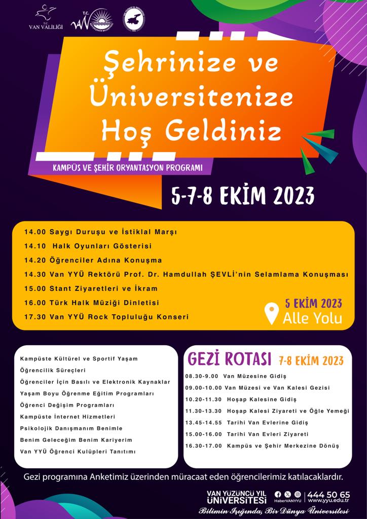 📢 Kampüs ve şehir oryantasyon programımıza davetlisiniz.

#VanYüzüncüYılÜniversitesi #VanYYÜ