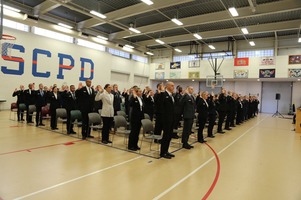 SCPDHq's tweet photo. Suffolk County Executive Steve Bellone and Police Commissioner Rodney K. Harrison swore in the latest class of recruits during a ceremony in Brentwood on Monday.  

Congratulations to the 190th class and best of luck in your careers! https://t.co/QmURkJH03c