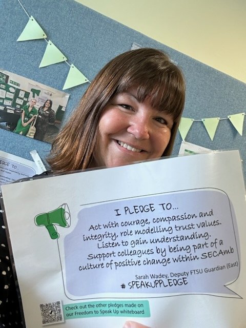sarah wadey (@sarahwadey999) on Twitter photo Celebrating that it's 1 year today since I joined the FTSU team at SECAmb. Here's my FTSU pledge.
#speakuppledge #SpeakUpToMe #BreakingFTSUBarriers #FTSU #FreedomToSpeakUp #SECAmbulance <a href="/Ltomassi999/">lorraine Tomassi</a>
<a href="/KBlakey/">Kandra Blakey 🗼</a> Celebrating that it's 1 year today since I joined the FTSU team at SECAmb. Here's my FTSU pledge.
#speakuppledge #SpeakUpToMe #BreakingFTSUBarriers #FTSU #FreedomToSpeakUp #SECAmbulance <a href="/Ltomassi999/">lorraine Tomassi</a>
<a href="/KBlakey/">Kandra Blakey 🗼</a>