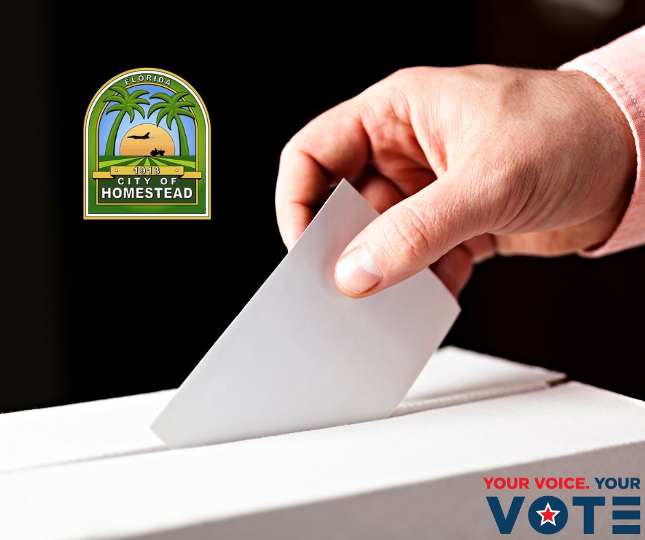 Today is #ElectionDay in the @CityofHomestead! Voting locations will be open until 7 p.m. Your polling place may have changed. #BeElectionReady by confirming your voting location here miamidade.gov/global/service… #YourVoiceYourVote