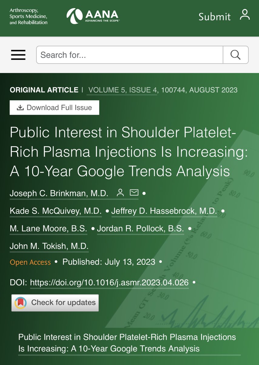 ArthroscopyJ's tweet photo. Is PRP gaining in public interest? Check out this article in the Journal of Arthroscopy Sports Med and Rehab.

https://t.co/JHqNsIzLK2 https://t.co/6adjBUFPtB