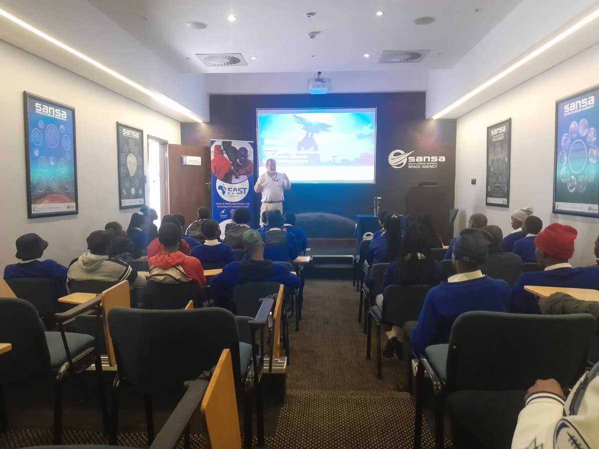 As part of the #FAST4Future #STEM activities, Prof Martin Snow talks to learners about space science in South Africa. <a href="/SANSA7/">SANSA</a> <a href="/UBBotswana/">University of Botswana Official</a> <a href="/biustbw/">BIUST Botswana</a> <a href="/CBU_ZM/">The Copperbelt University</a> <a href="/UNZambia/">UN Zambia</a> <a href="/WitsUniversity/">Wits University</a> <a href="/DrTayeD/">Taye B. Demissie</a> <a href="/FraFull/">Fulvio Franchi</a> <a href="/motshegwat/">Tshiamo Motshegwa</a> <a href="/psimpemba/">PROSPERY C. SIMPEMBA</a> <a href="/richie_moalosi/">Richie Moalosi</a> #SpaceScienceWeek #FAST4Future