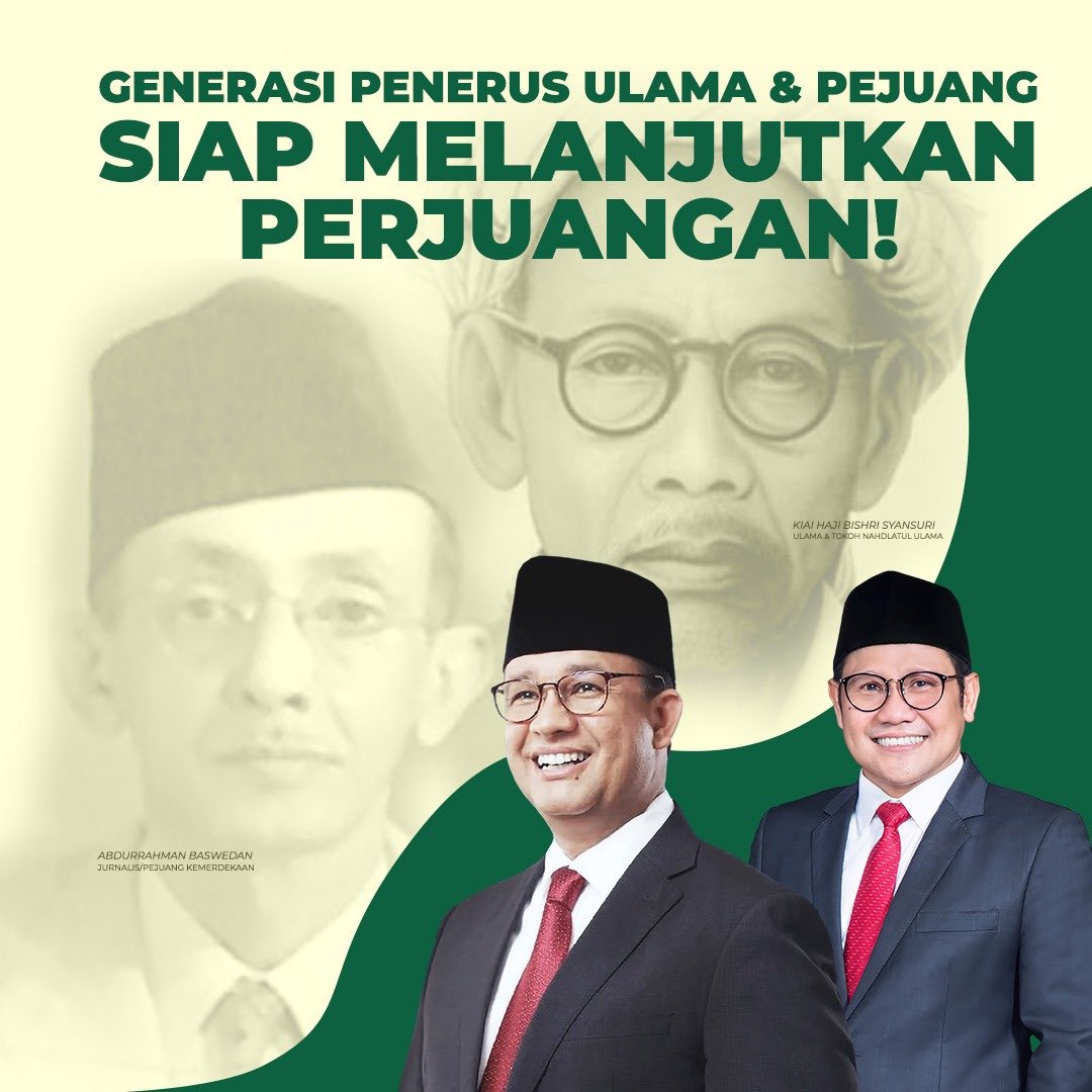 voiceofpkb's tweet photo. Mas @aniesbaswedan dan 
Gus @cakimiNOW berasal dari akar yang sama yakni garis keturunan ulama yang dulu turut berjuang untuk Indonesia. Sekarang cucu-cucu ulama ini, layaknya dua pohon yang tumbuh besar, bersiap memberikan teduh kepada Indonesia😊🇮🇩

#DwiTunggalAMIN #AniesMuhaimin2024