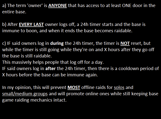 subspecs's tweet photo. @StevieDoesYT @Alistair_McF On the offline raiding part, personally there is a way to fix this realistically, make bases immune to boom while the owner is offline. (READ ALL OF THIS BEFORE REPLYING lol) https://t.co/vnV0auYCjH