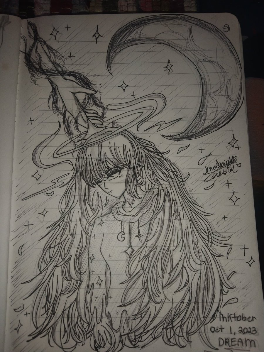 Midnights_ALTY's tweet photo. Happy 80 followers but also happy inktober! Today's theme is dream (day 1) #inktober2023 #inktober2023day1 #inktober2023dream #art #sketch #drawing #ArtistOnTwitter #artshare https://t.co/bQk8R8QMfU